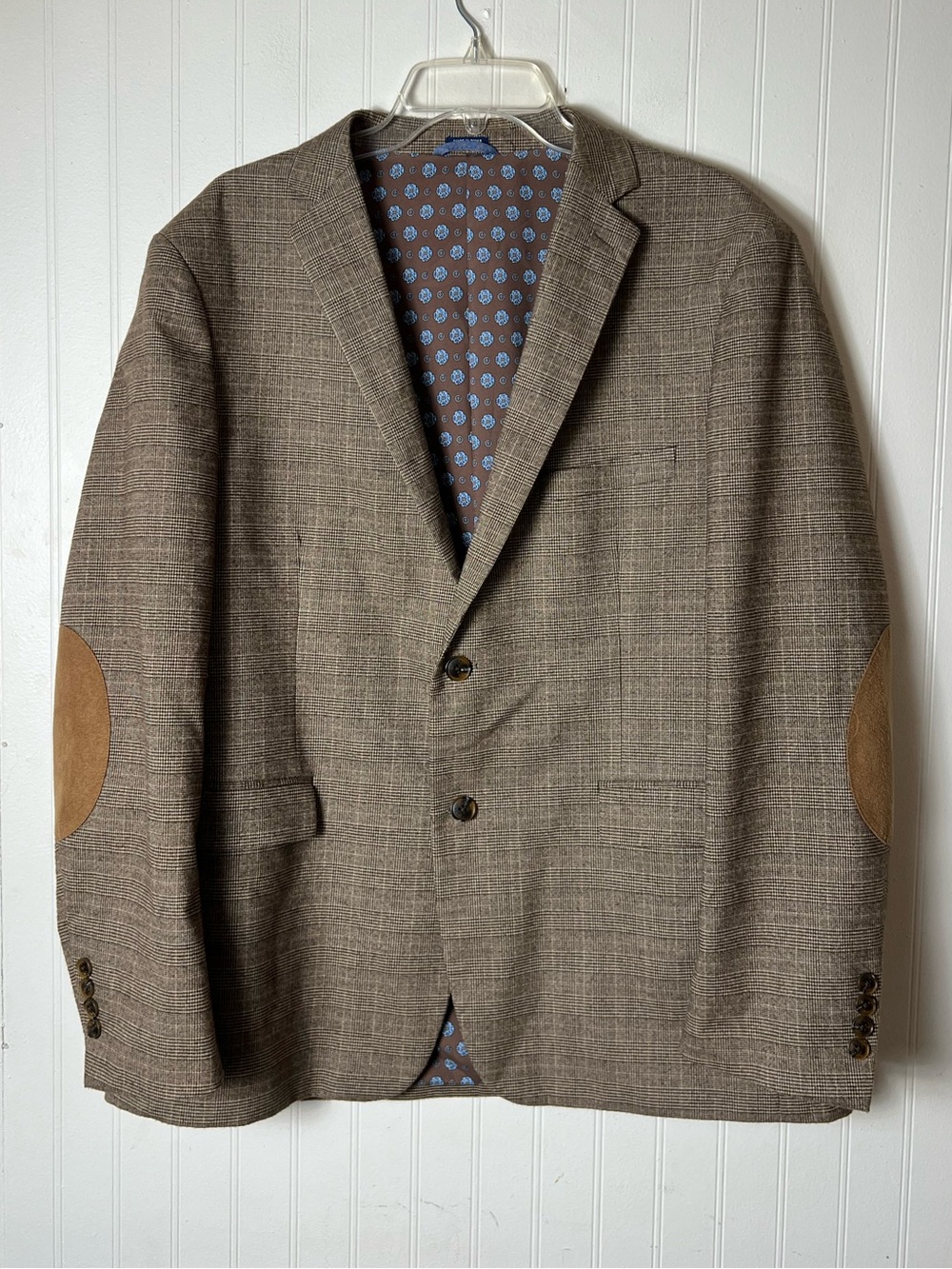 Crown & Ivy Blazer Mens 44R Brown Plaid Two Button Notch Lapel Sport Coat